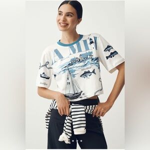 Anthropologie Maeve NWT The Corey Short-Sleeve Boxy Tee: Printed Souvenir Small